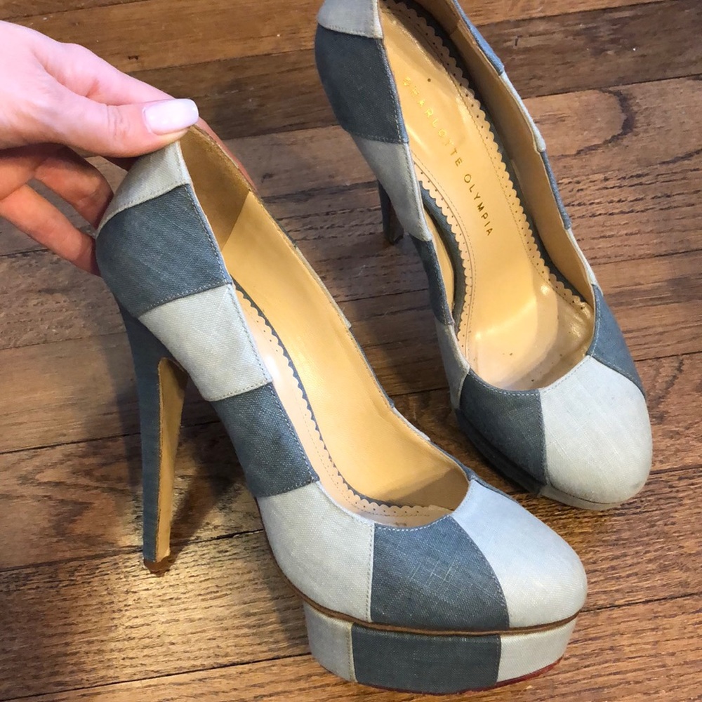 Charlotte Olympia two tone denim pumps